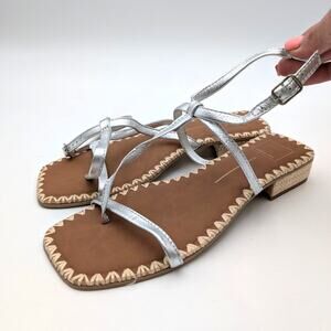 Dolce Vita Strappy Flat Sandals Ankle Strap Women's Elegant Silver Sz US8 EU38.5